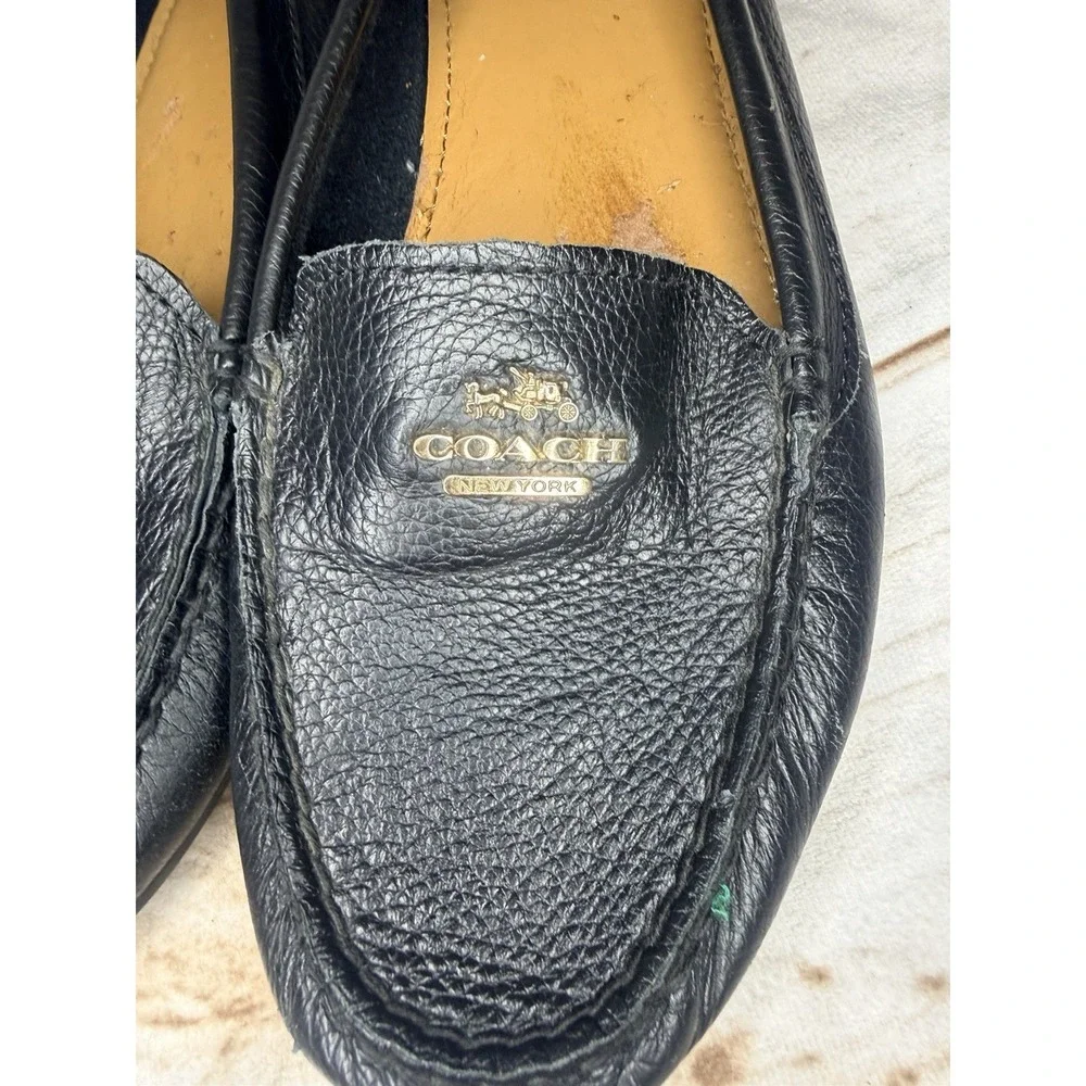 Coach Opal Black Pebbled Leather Driving Moccasin Loafers Women's 7.5B Slip‎ On